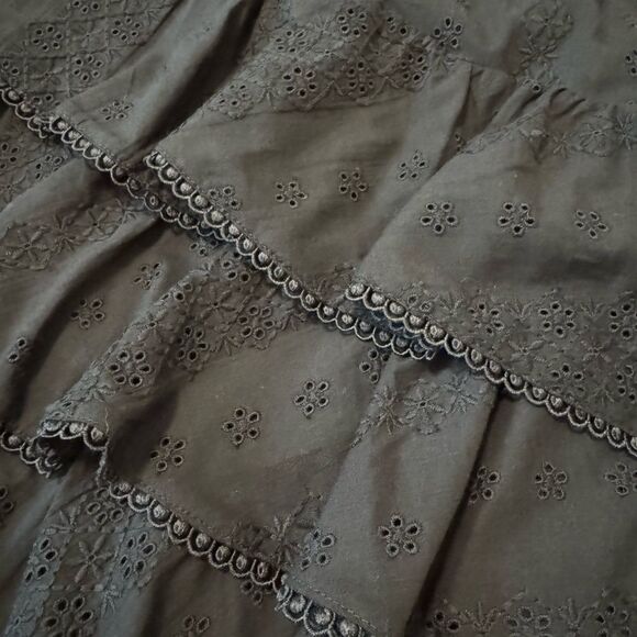 NWT Pearl By Lela Rose Embroidered Voile Ruffle Skirt Black Women’s SIZE 8 $345 - Picture 2 of 10